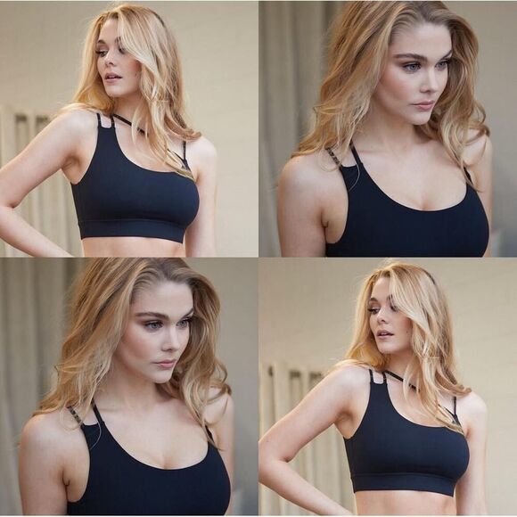 CSB Sports Bra Small Black Crop Shop Boutique Yoga Pilates Strappy 2 Way Grace - Picture 1 of 5